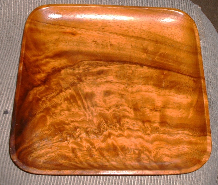 Vintage Monkey Pod Wood Square Tray  Hand Carved  10\