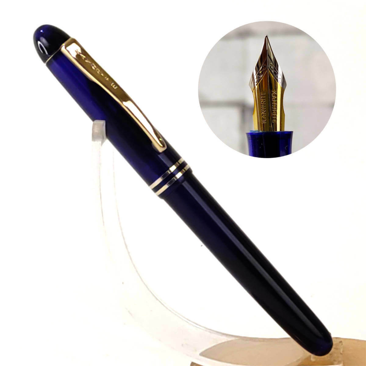 Kanwrite desire 3-in-1 blue translucent fountain pen full flex dualtone EF nib