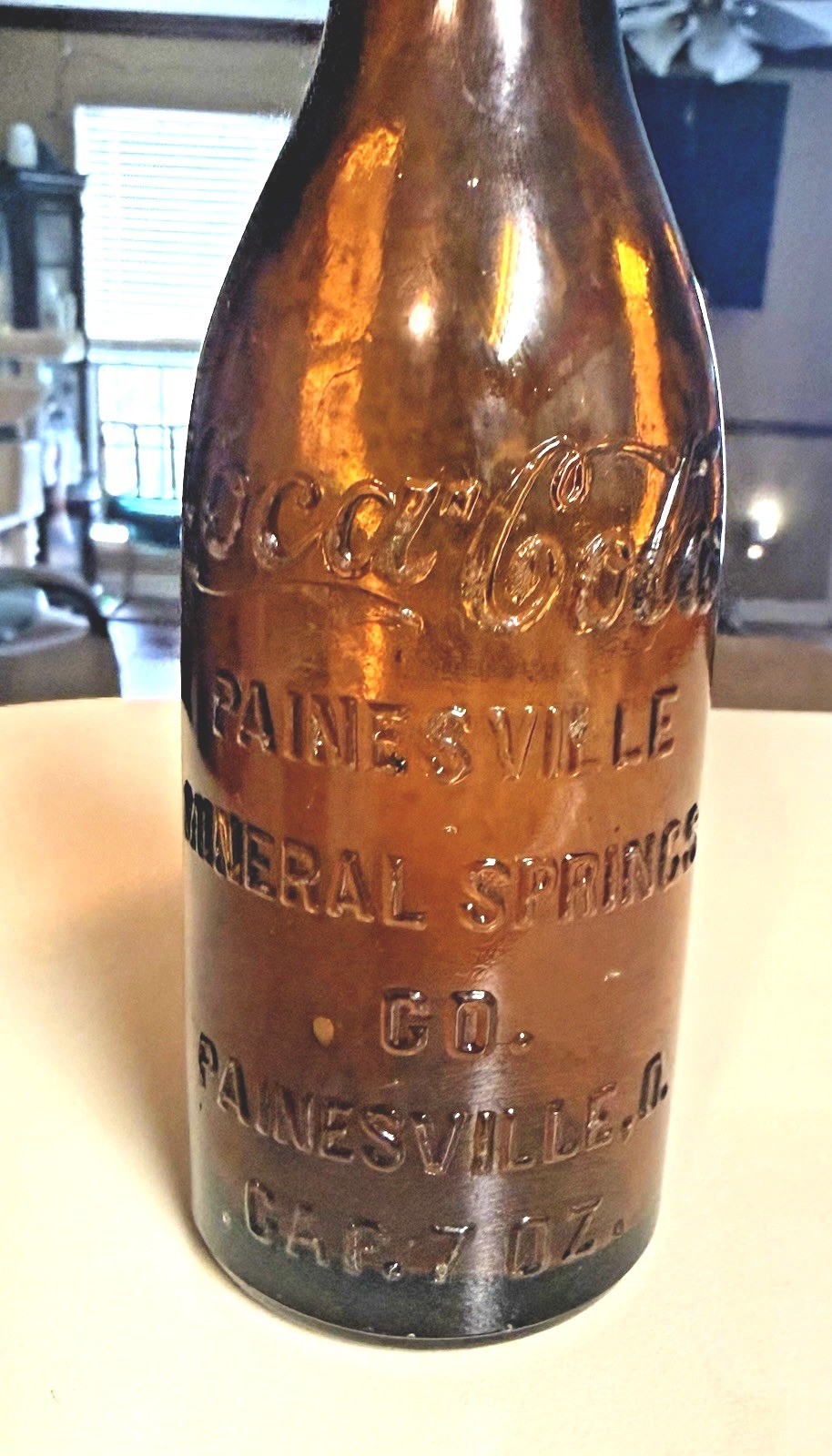 RARE ORIGINAL AMBER STRAIGHT SIDE COCA COLA BOTTLE  \