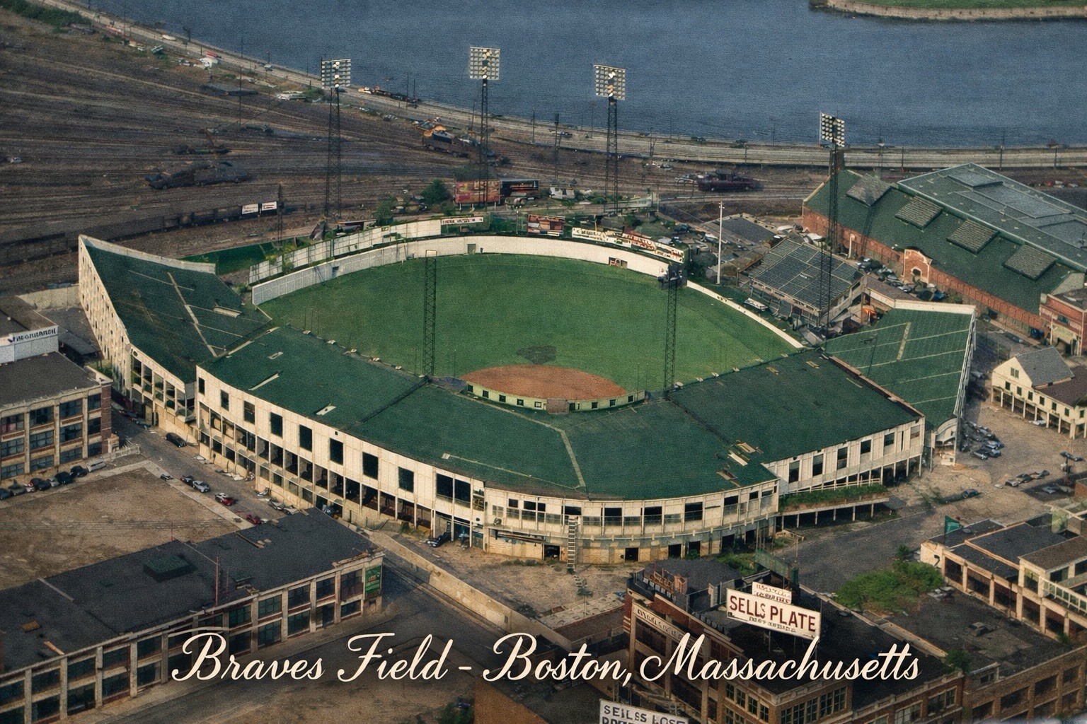 MODERN Postcard - Braves Field Boston, Massachusetts Baseball Stadium A332
