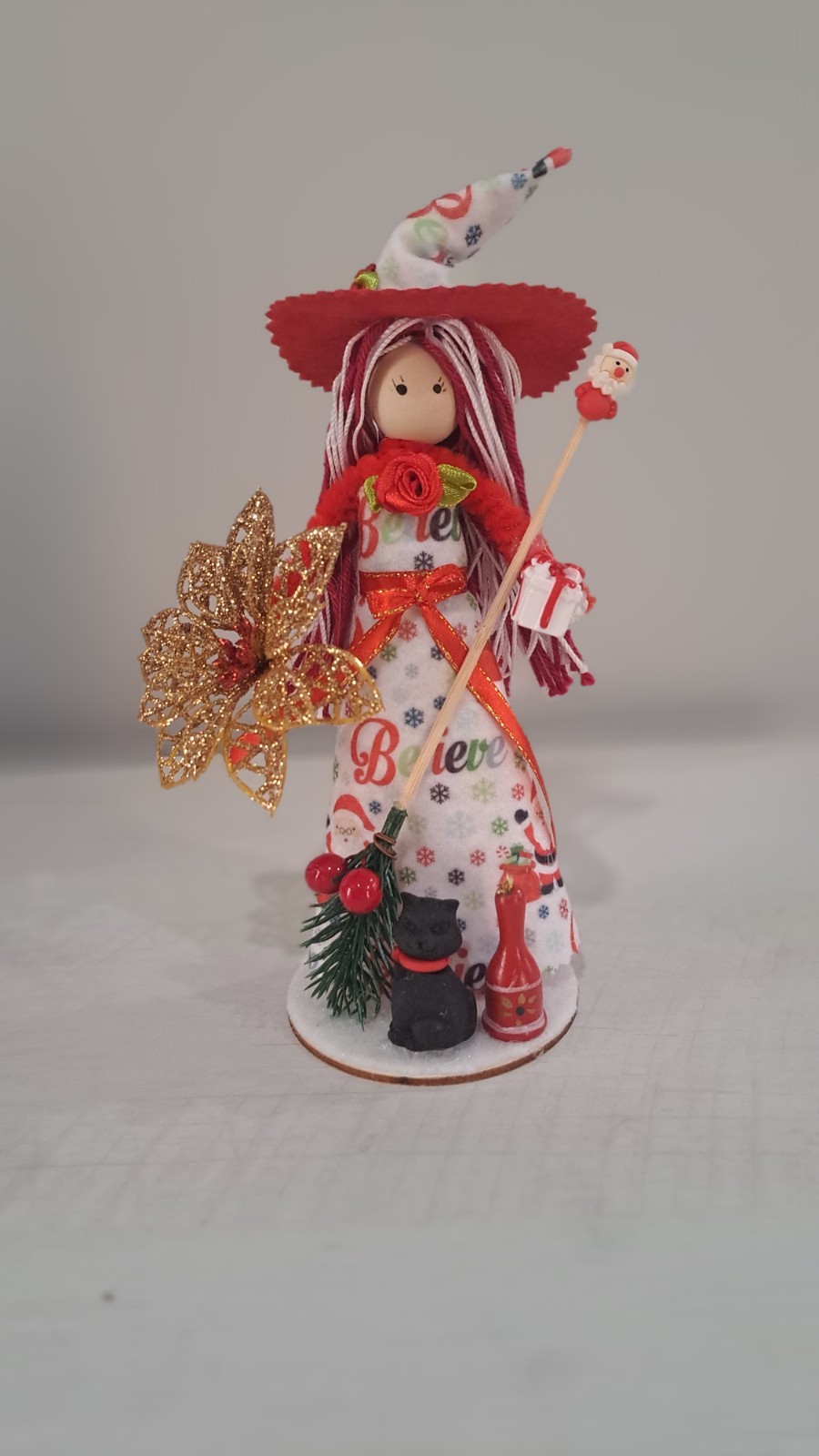 Handmade OOAK Kitchen Witch Doll Whimsical Christmas Holidays Decoration 7in Handmade OOAK Kitchen Witch Doll Whimsical Christmas Holidays Decoration 7in