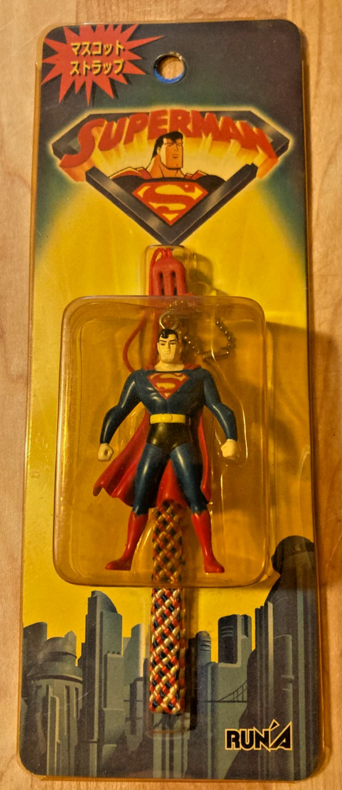 Vintage 1999 Superman Mascot Strap Figure Deadstock Sealed RUNA Japan Import DC