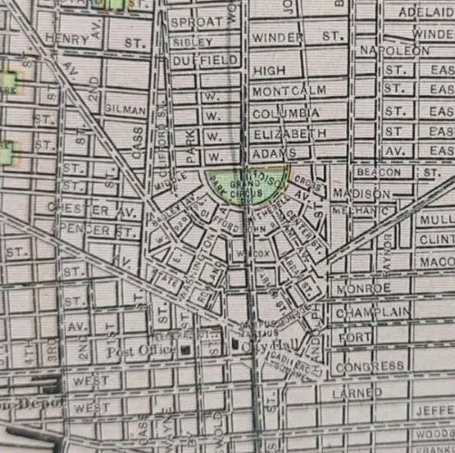 Vintage 1900 DETROIT MICHIGAN Map 22