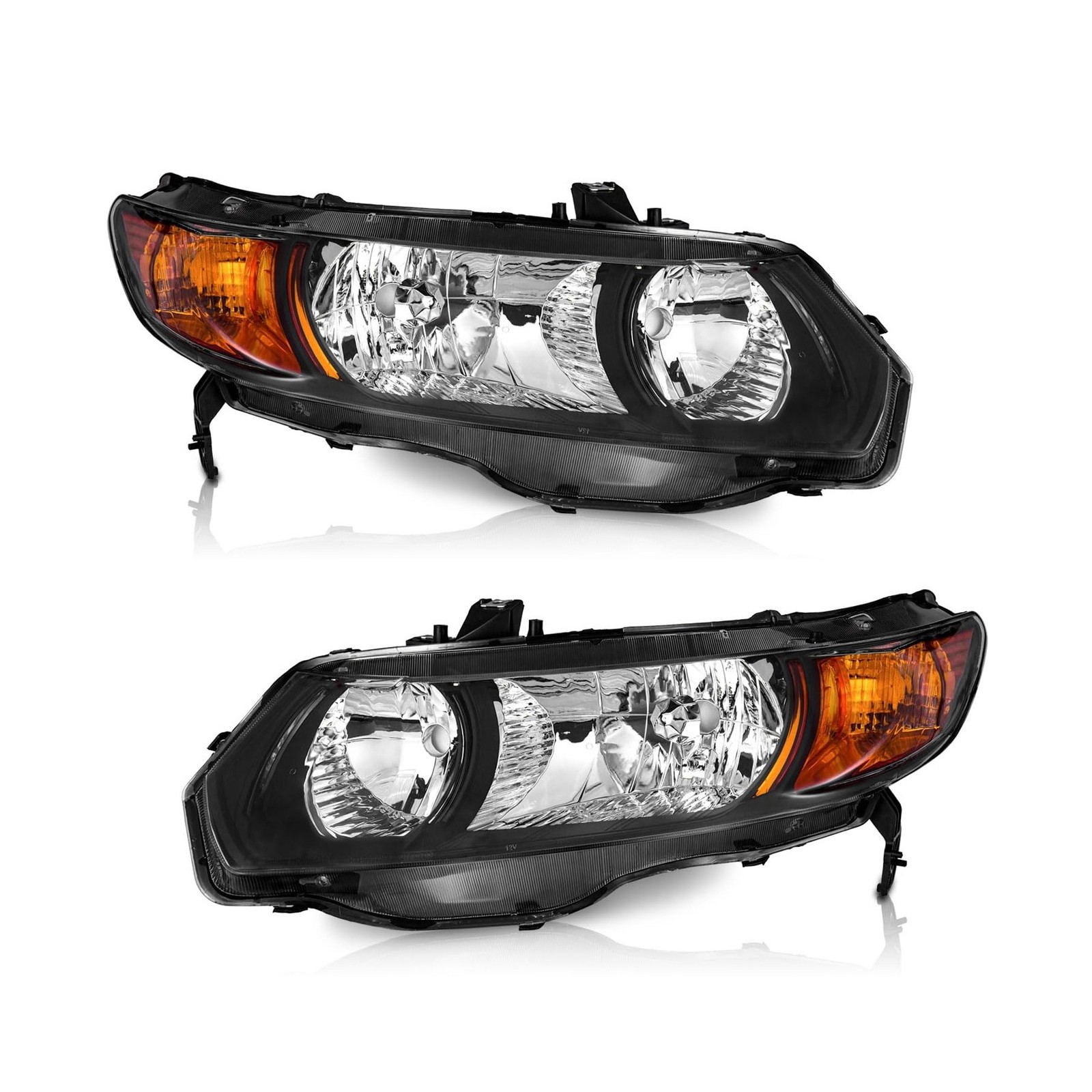 WEELMOTO for 2006-2011 Honda Civic 2-Door Coupe Headlight Assembly Pair Headl...