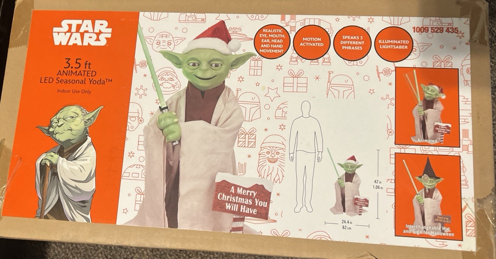 Home Depot Yoda Animatronics Halloween & Christmas Decoration 3.5 Ft Sealed Box