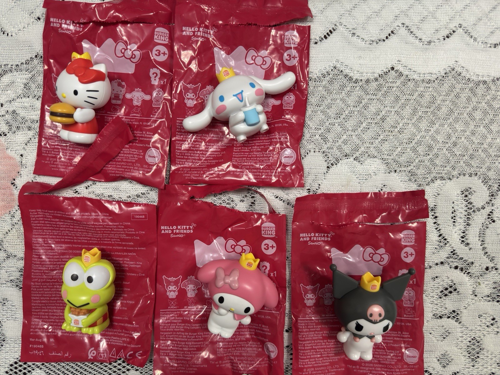 HELLO KITTY Set Of 5 Burger King Figs( Opened Packs)