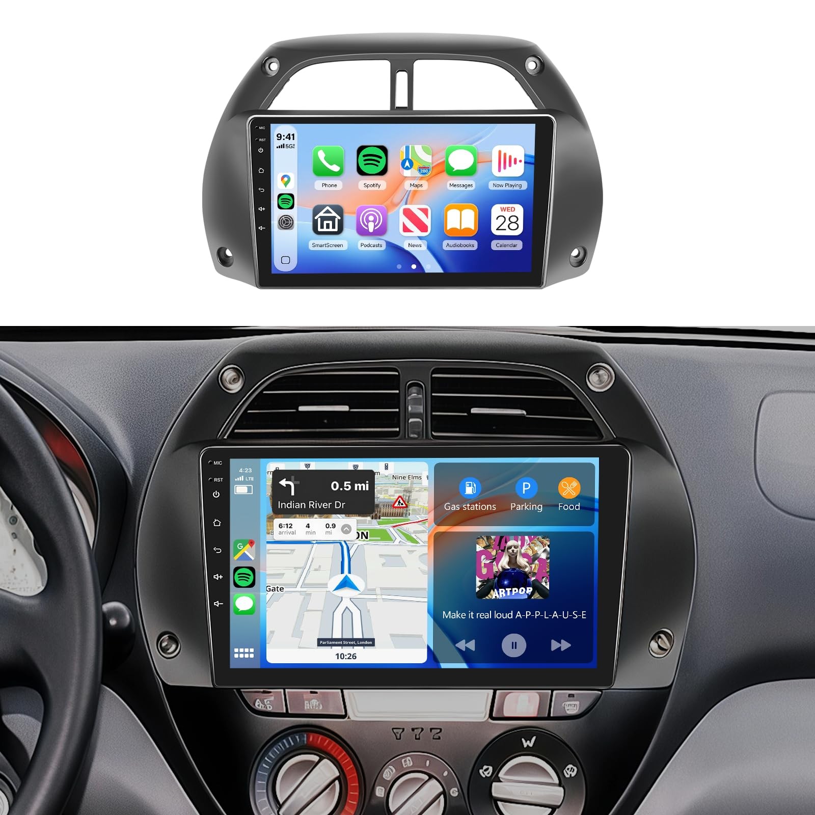 9-Inch 4G+64G Car Radio Stereo for Toyota RAV4 2001-2006, Wireless CarPlay