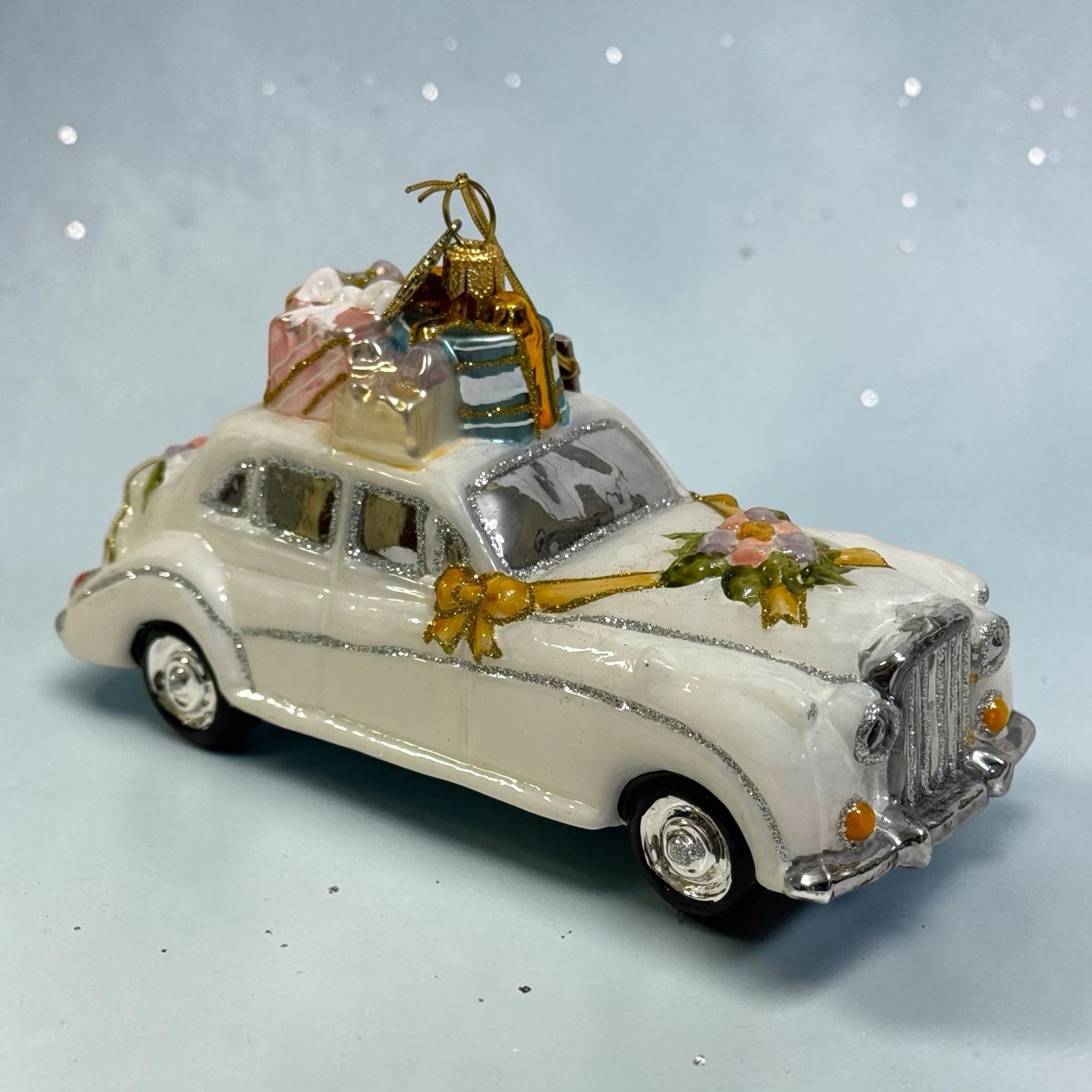 Huras Family Poland Glass Christmas Ornament 2022 Wedding Car of Dreams Tagged