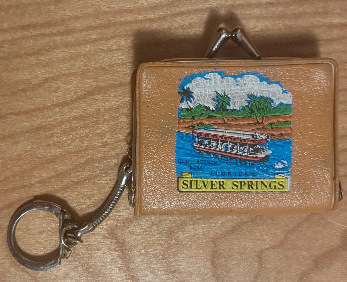 Vintage 1960s Silver Springs Florida Souvenir Keychain Coin Purse