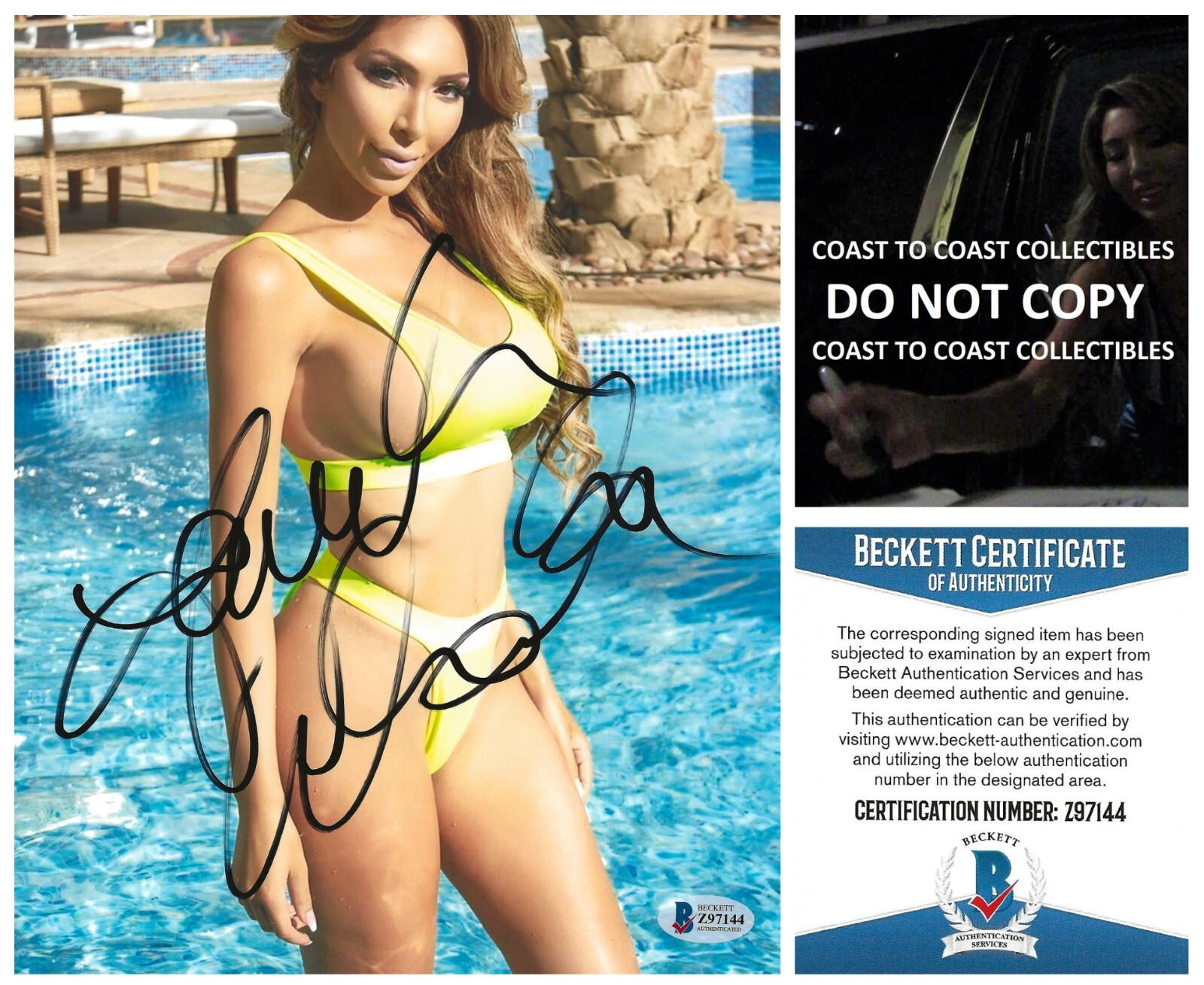 Farrah Abraham Model actress signed 8x10 photo Beckett COA proof autographed