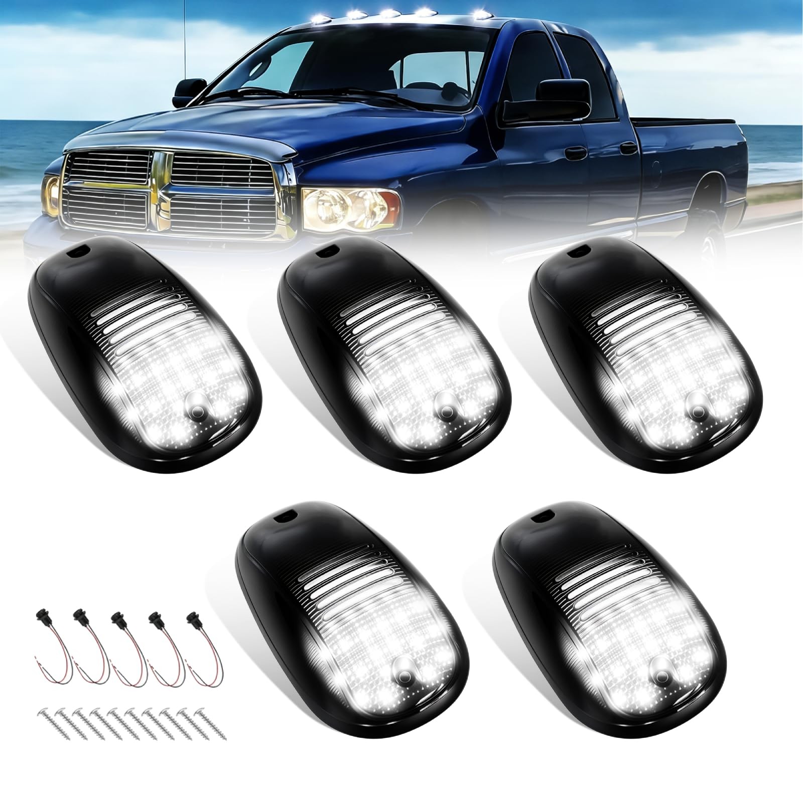 D-Lumina 5PCS LED Cab Roof Marker Lights Cab Roof Top Running Light for 2003-...