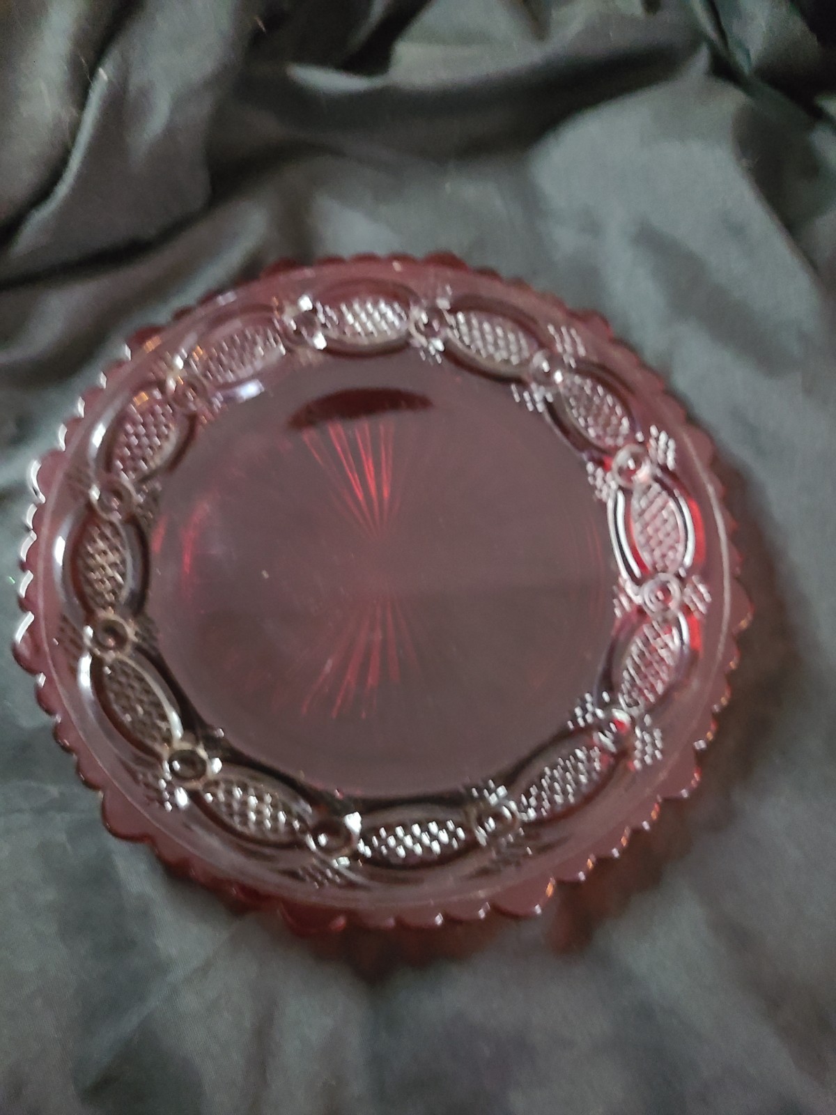 1876 Cape Cod Ruby Red Glass Dessert Salad Plate