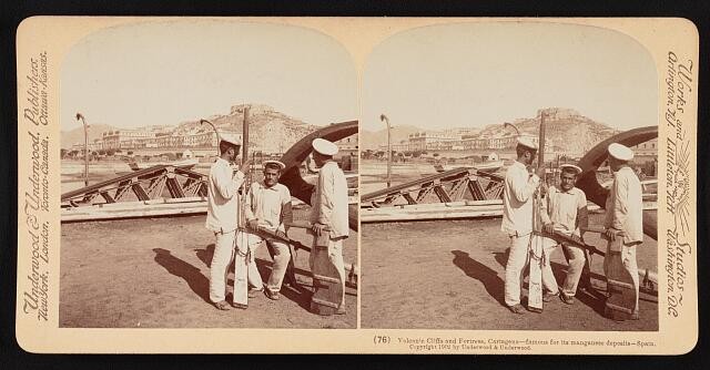 Photo:Cartagena Spain 1902 Volcanic Cliffs Fortress Boys Naval Shipyard