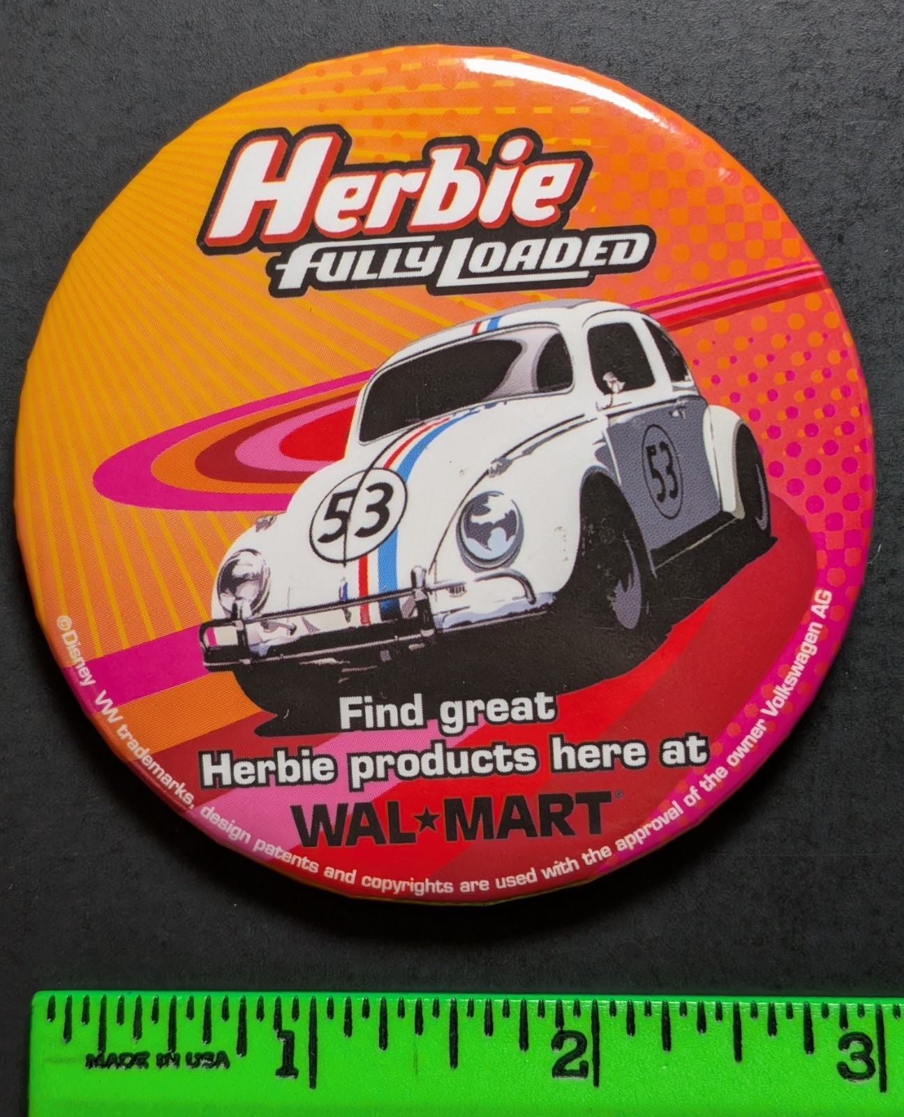Vintage Herbie Lovebug Volkswagen Beatle Pinback Pin Vintage Herbie Lovebug Volkswagen Beatle Pinback Pin