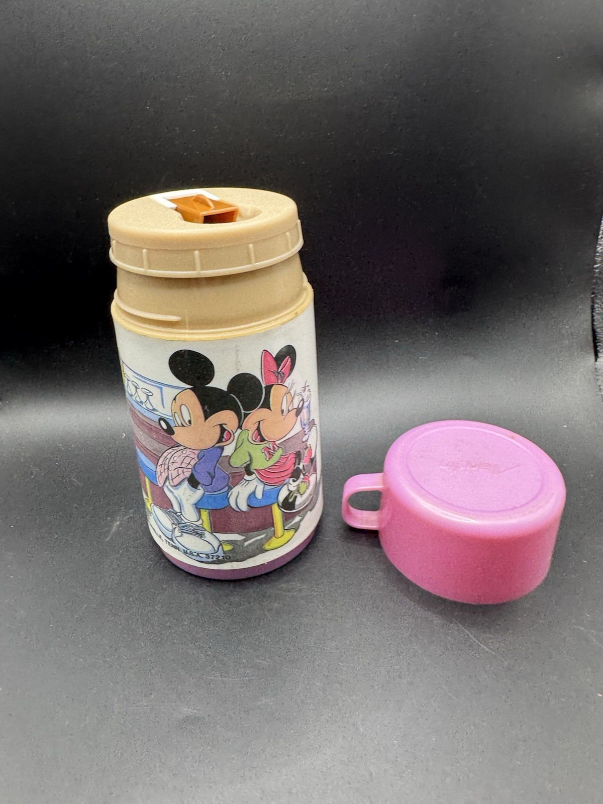 Vintage Aladdin Disney Mickey Minnie Mouse Thermos Pink Diner USA