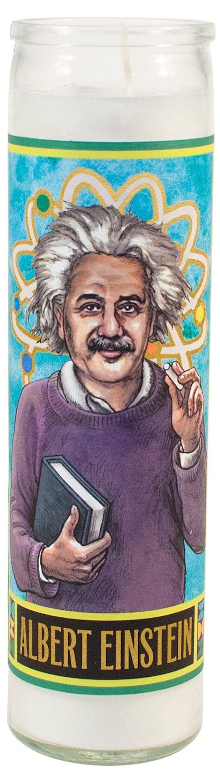 The Unemployed Philosophers Guild Albert Einstein 8”x2” Candle with Glass Holder