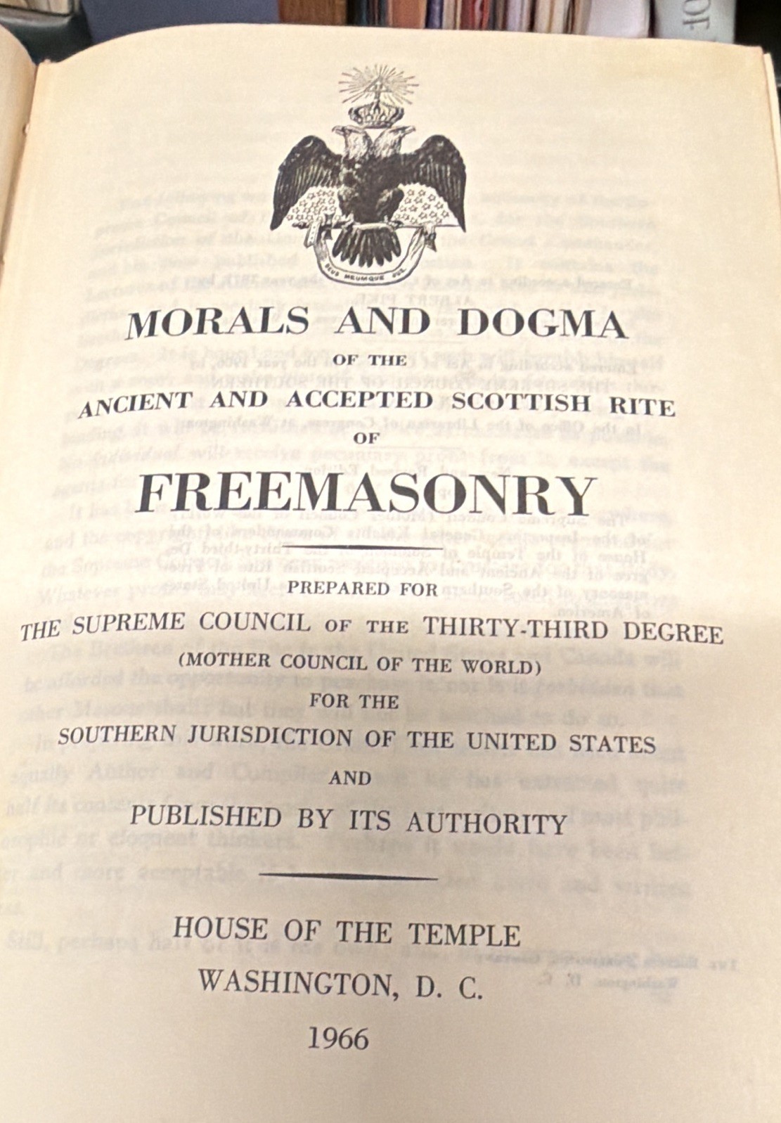 Extra rare Morals and Dogma Scottish Rite of Freemasonry by Albert Pike 1966 Extra rare Morals and Dogma Scottish Rite of Freemasonry by Albert Pike 1966
