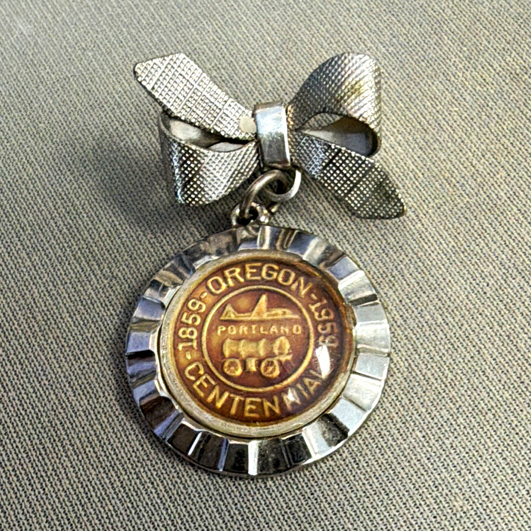 Vintage 1959 Oregon Centennial Celebration Official Souvenir Bow Brooch Vintage 1959 Oregon Centennial Celebration Official Souvenir Bow Brooch