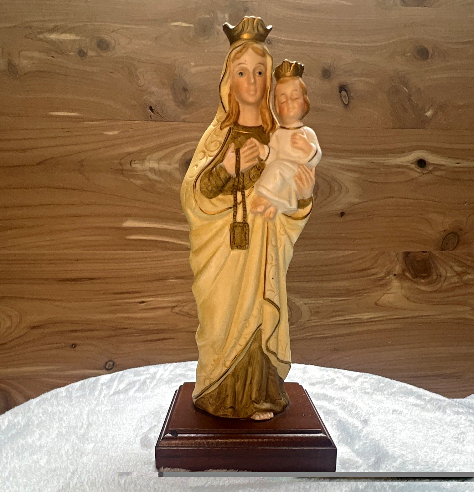 Religious Classics by Columbia Virgin Mary & Child Figurine Wood Base Christian