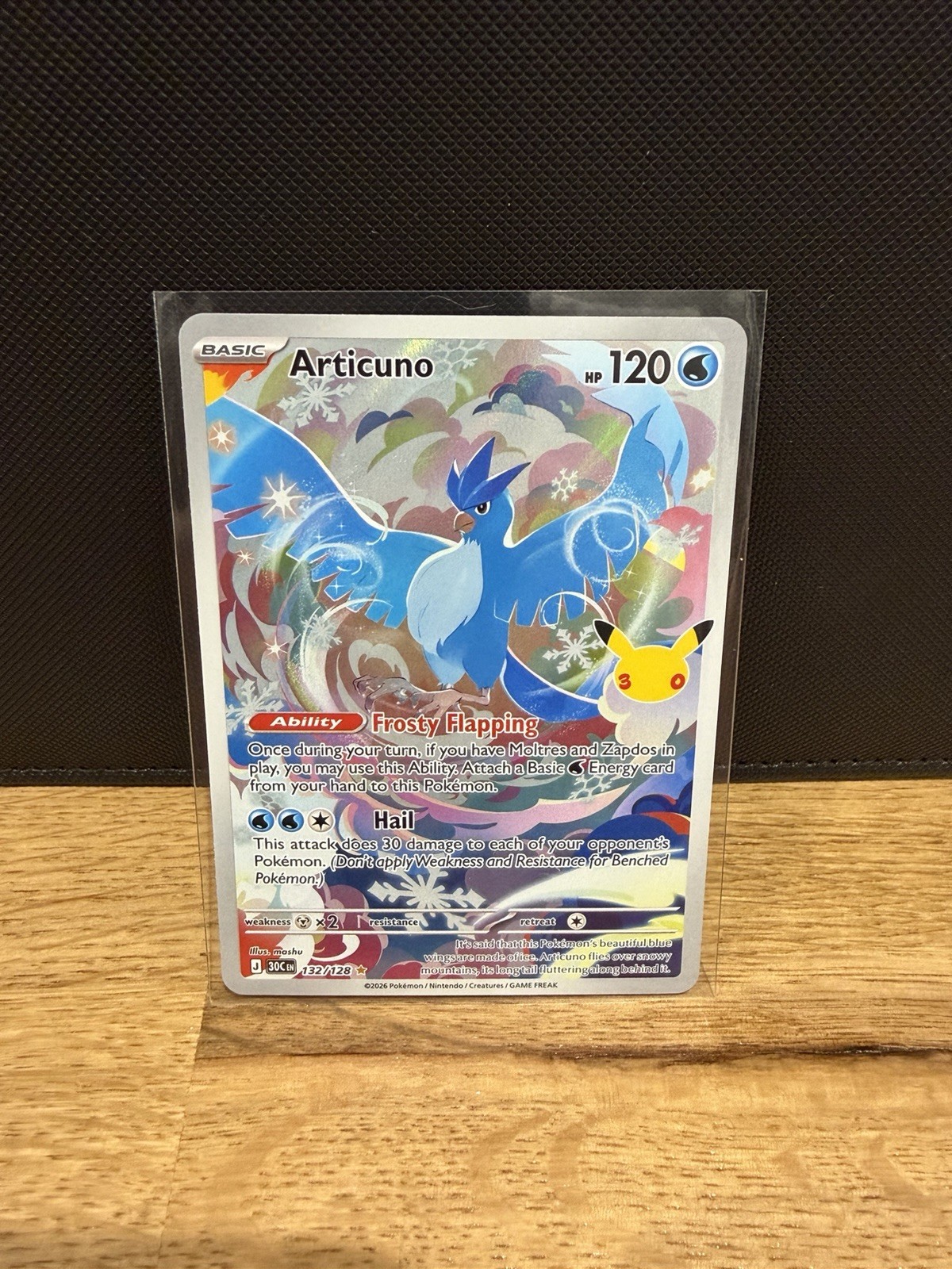 Articuno 132/128 30th Celebration Holo Full Art Illustration Rare Articuno 132/128 30th Celebration Holo Full Art Illustration Rare