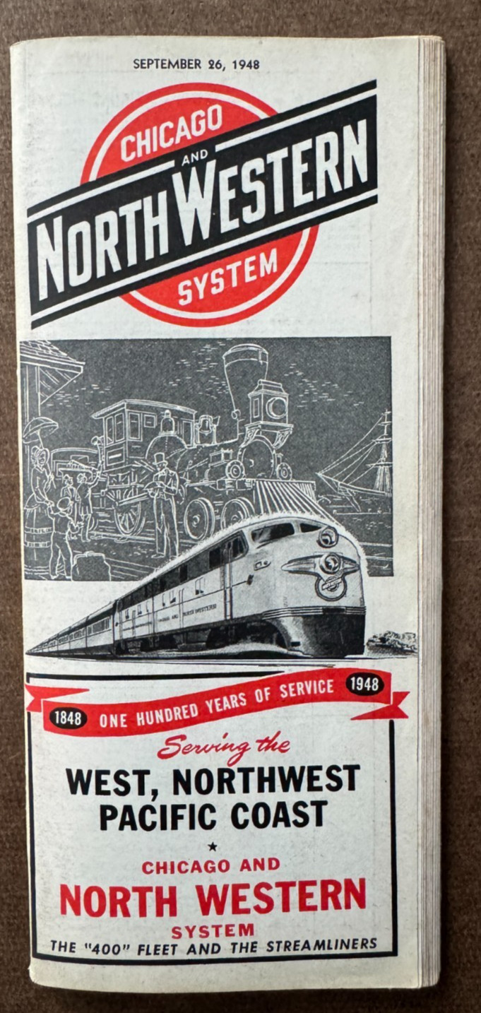Vintage Sept 1948 C&NW Chicago & Northwestern Railroad RR Train System Timetable