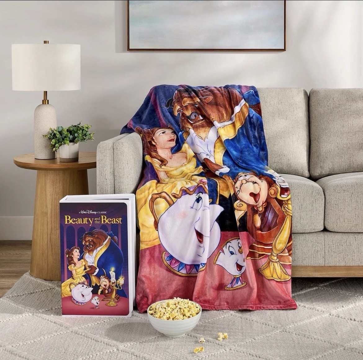 Disney Beauty And The Beast VHS Box Throw Blanket 50\