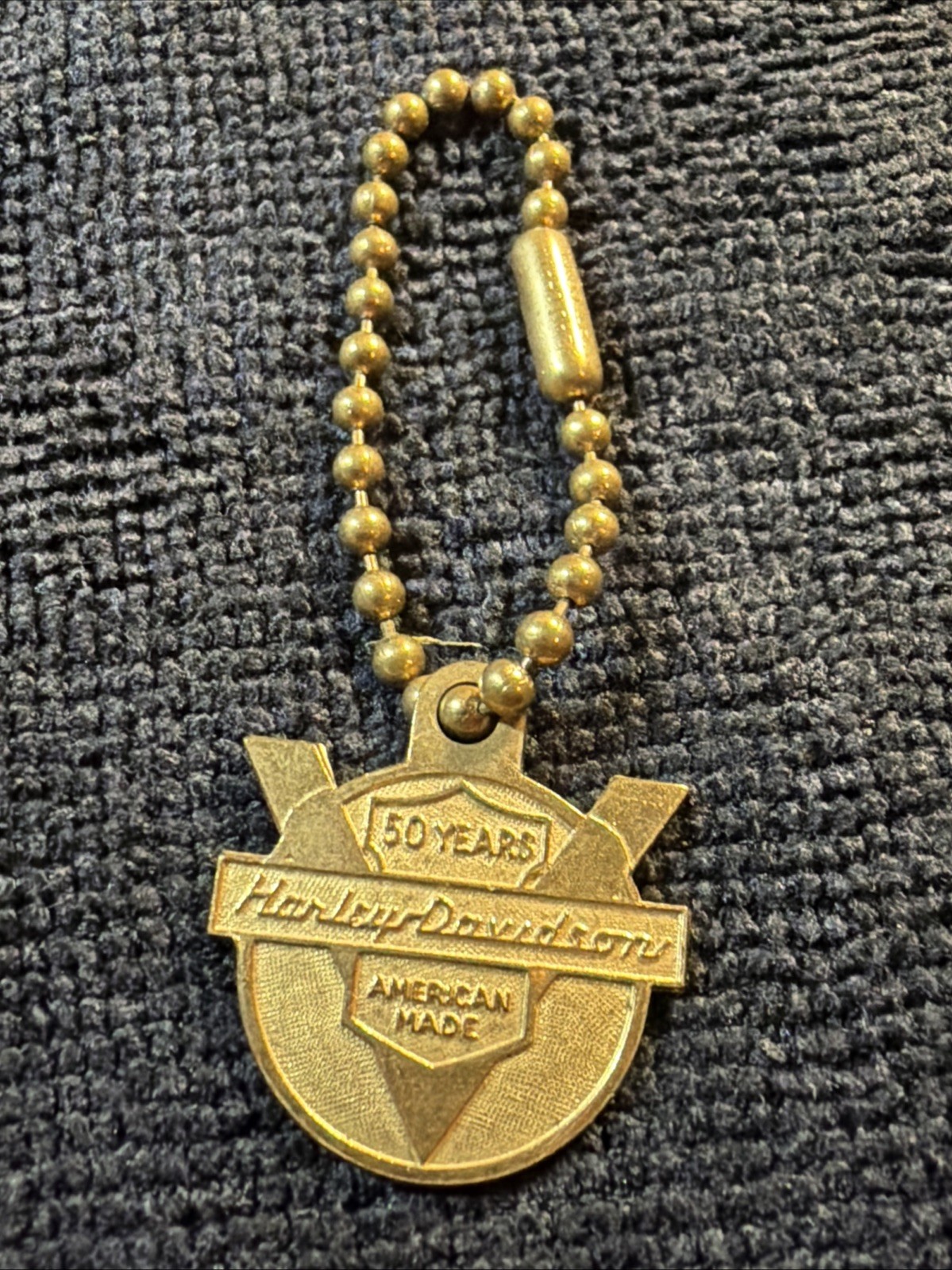 Vintage 1953 Harley-Davidson 50th Anniversary Key Fob Keychain Medallion Brass