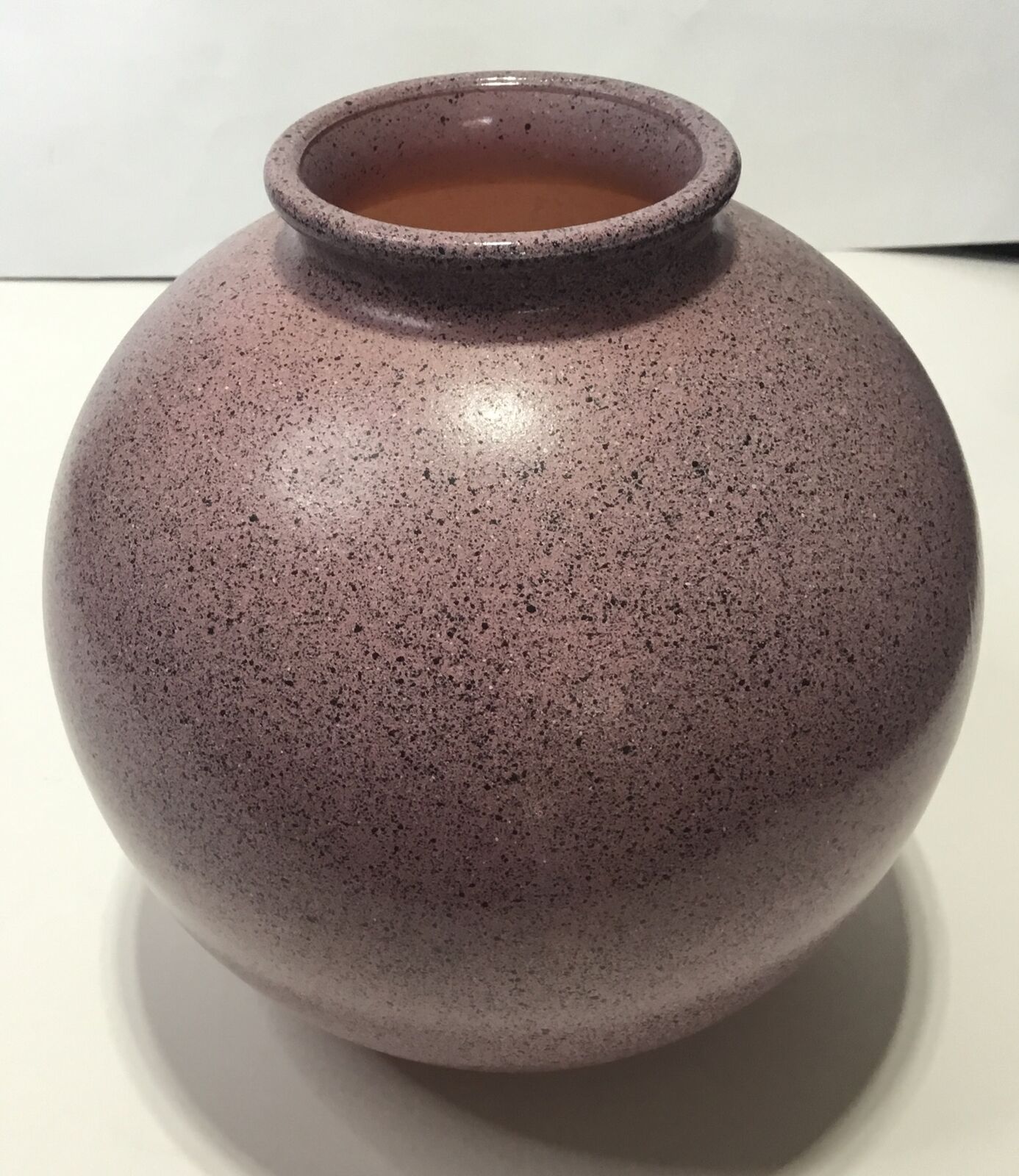 Studio Nova Pink Glass Round Vase Black & White Speckled Made In Portugal 7”