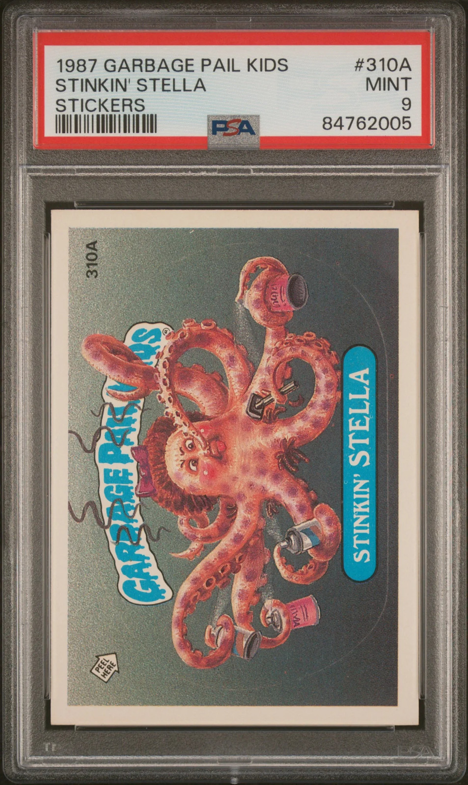 1987 Garbage Pail Kids Stickers Stinkin\' Stella #310A PSA 9