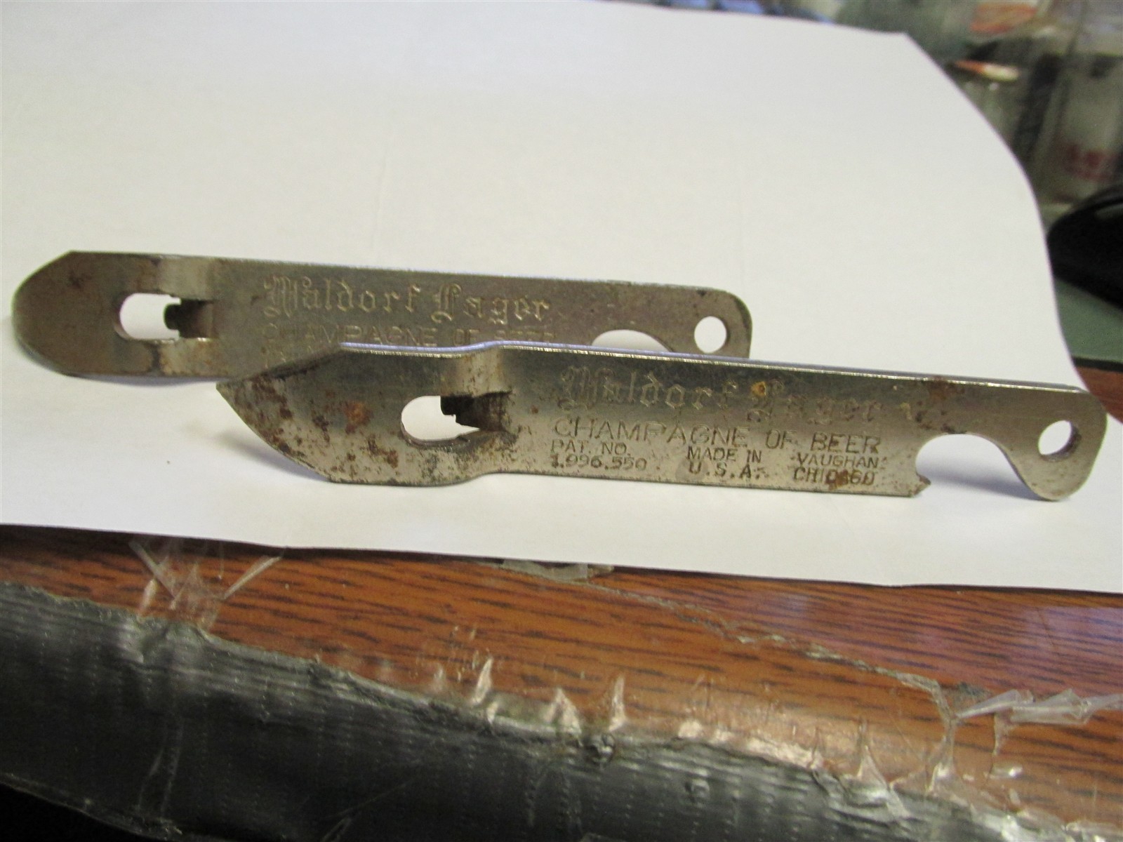 Lot of 2 Waldorf Lager Champagne of Beer Can/Bottle Openers - Keglined shape
