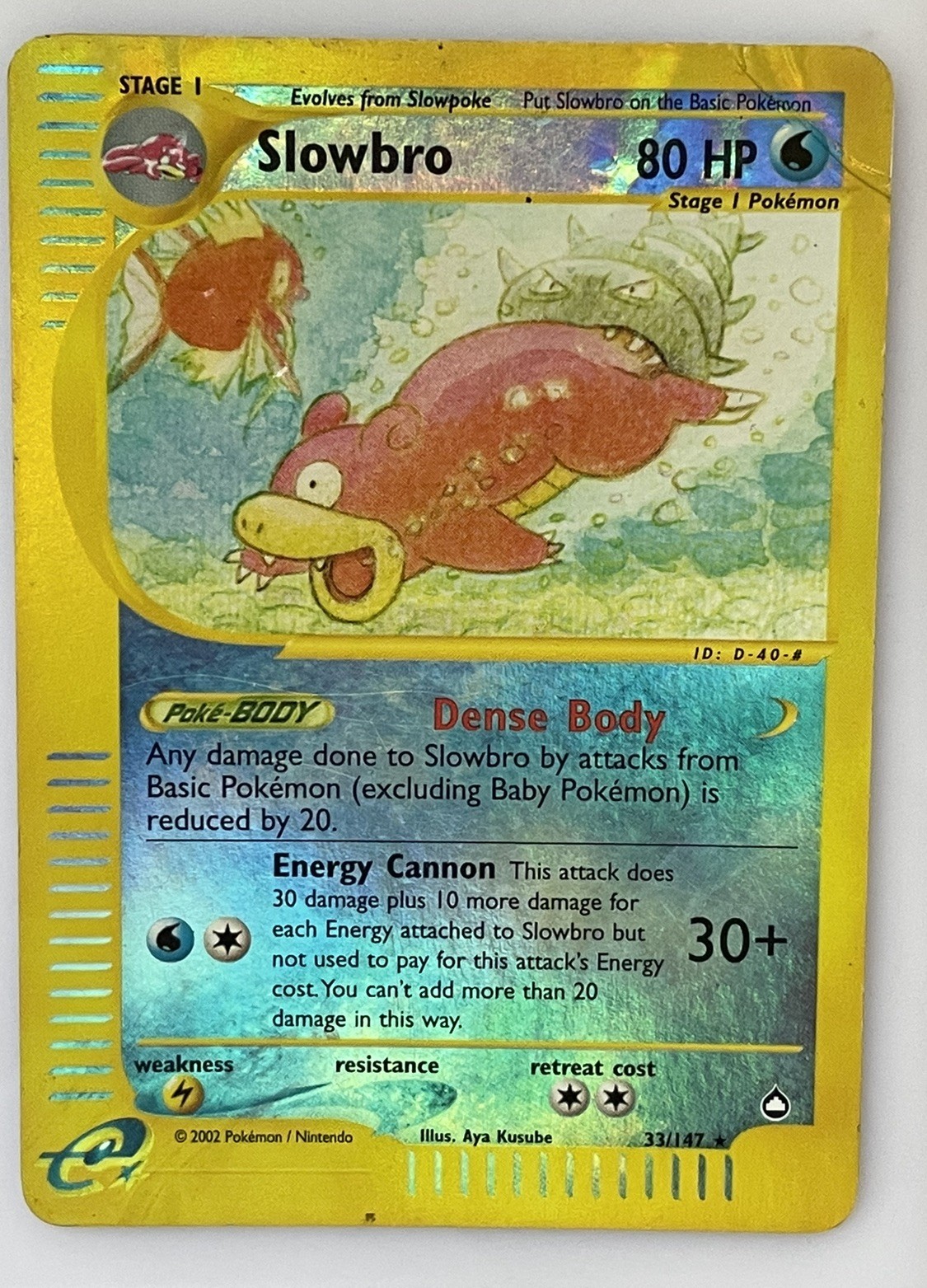 Slowbro 33/147 Aquapolis Reverse Holo Rare Heavily Played (Damaged) 2002