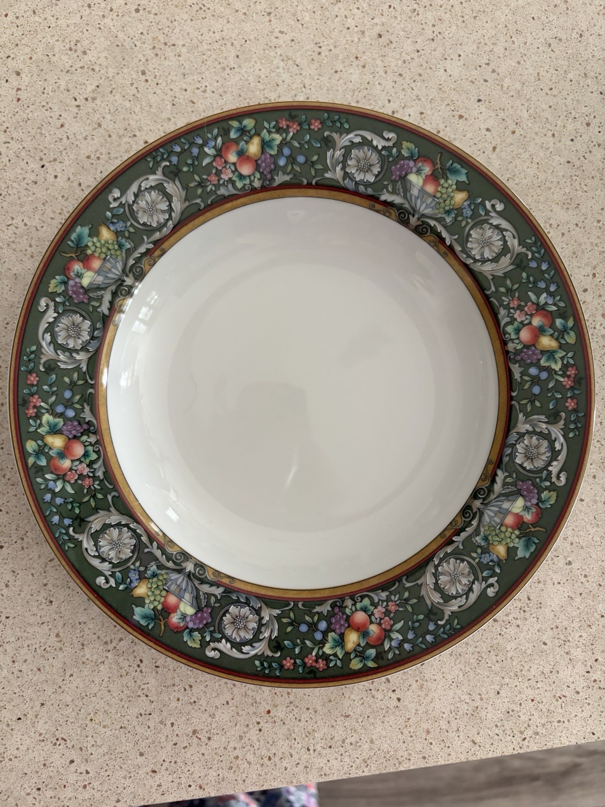 2 Mikasa Della Robbia Green Rimmed Soup Bowls