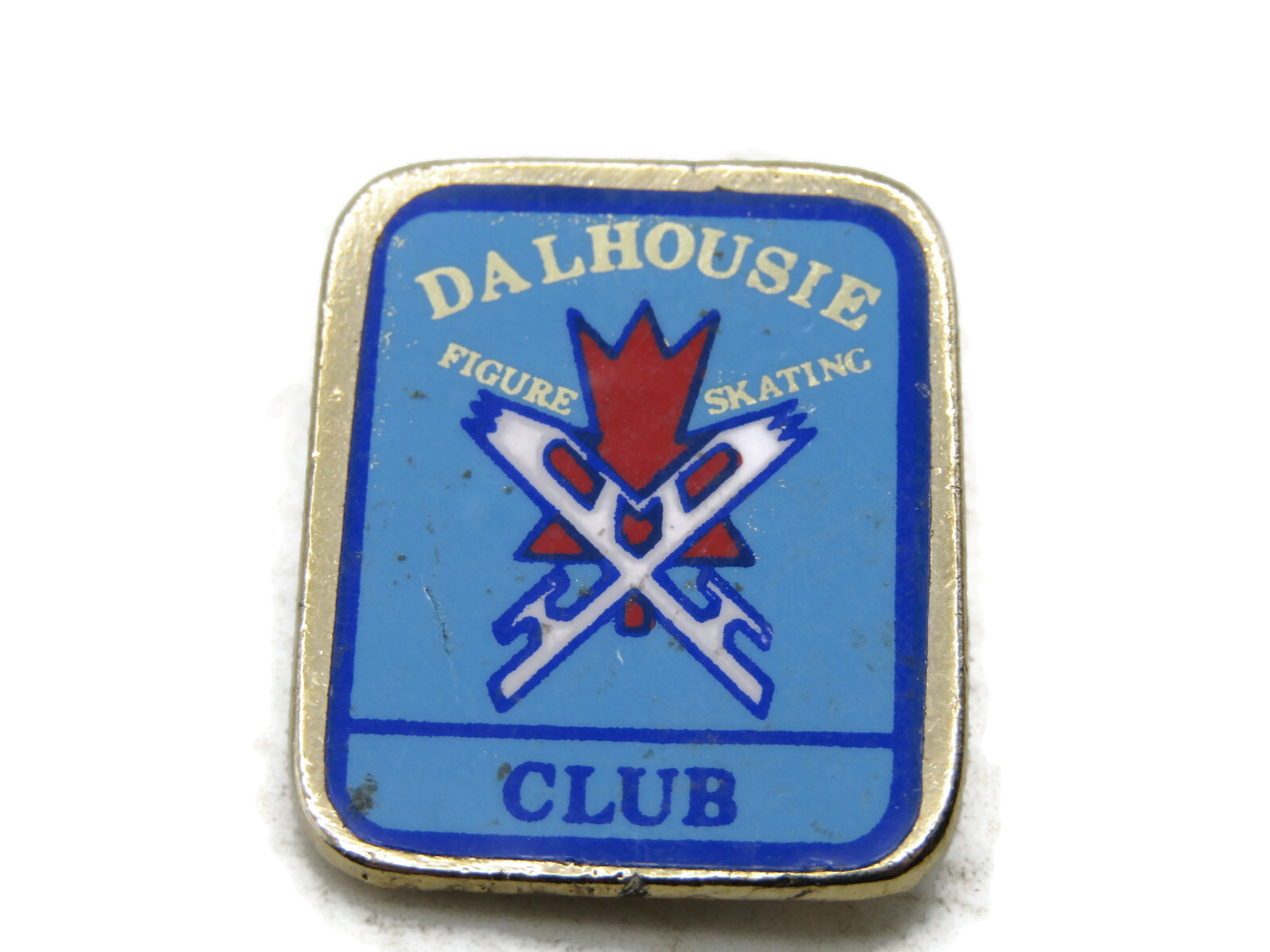 Vintage Dalhousie Figure Skating Club Pin Canadian Maple Leaf Enamel Lapel Badge