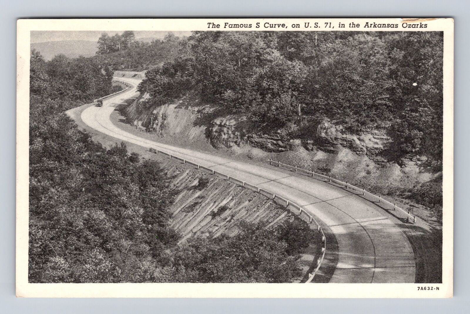 Ozarks AR-Arkansas, Famous S Curve, Antique Vintage Souvenir Postcard