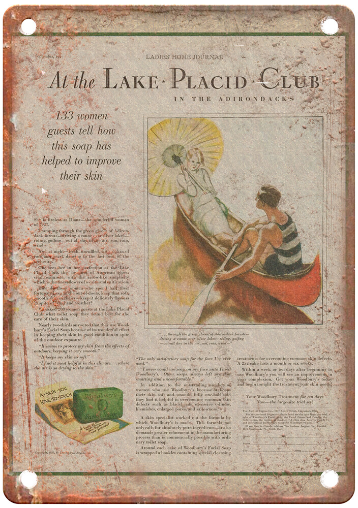 Vintage 1927 WOODBURY\'S Facial Cream Ad Reproduction Metal Sign ZF367