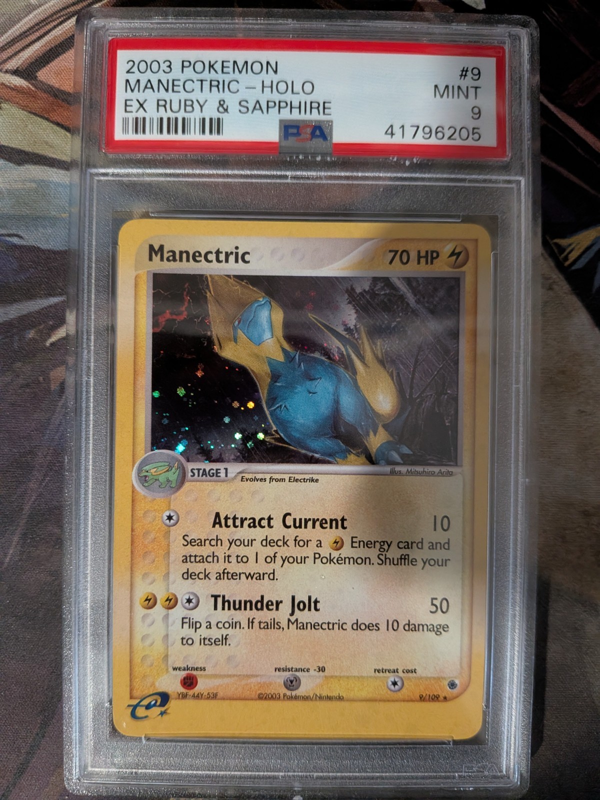 Manectric 9/109 Holo EX Ruby & Sapphire 2003 PSA 9 MINT Pokemon