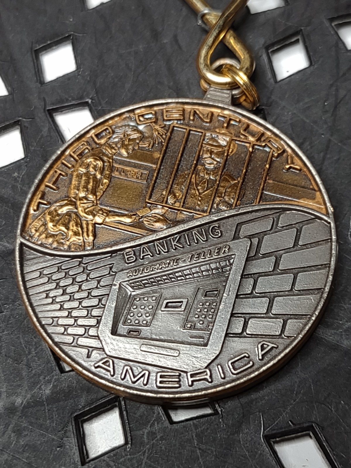 Two Tone Vintage Round Heavy Metal Third Century Banking Keyring
