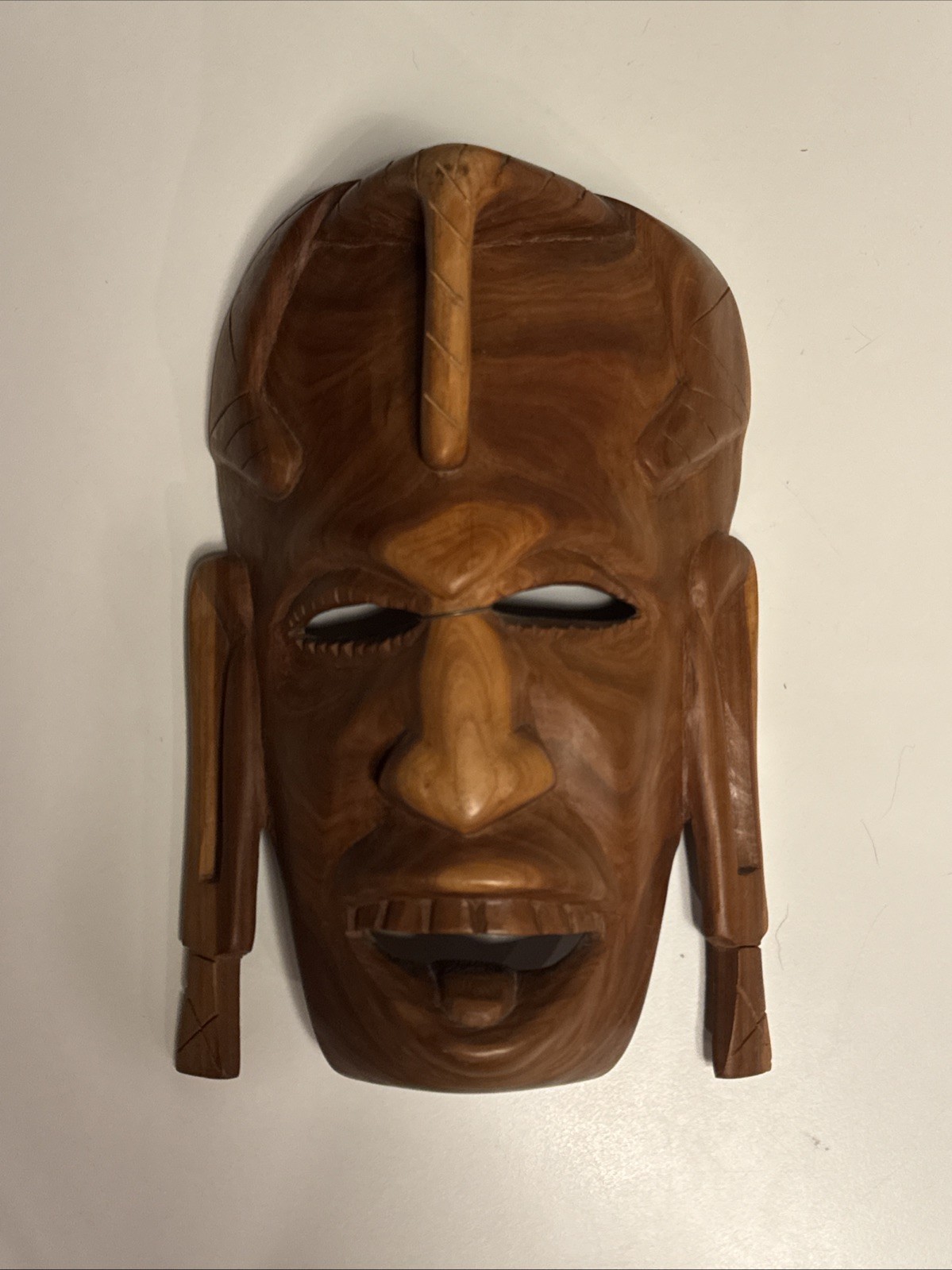 Vintage African Style Carved Hardwood Tribal Wall Mask Heavy Large