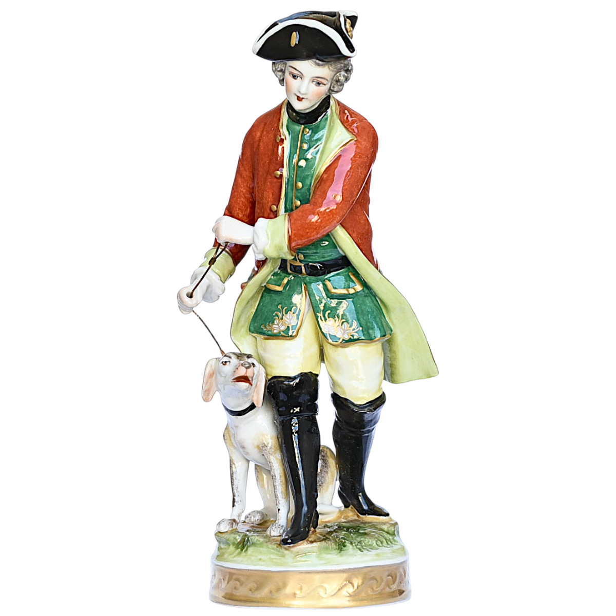 Aelteste Volkstedt Porcelain Figurine * Dog Hunter | Antique Germany