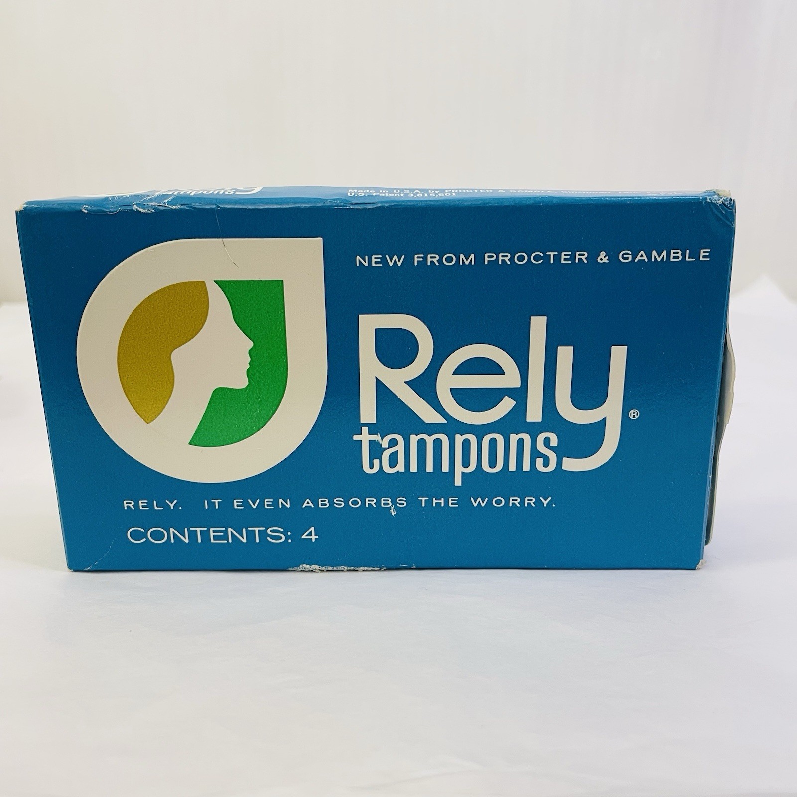 Vintage RELY Tampons Box of 4 Sealed Nostalgia/Prop/Collectible 1970s Don\'t Use