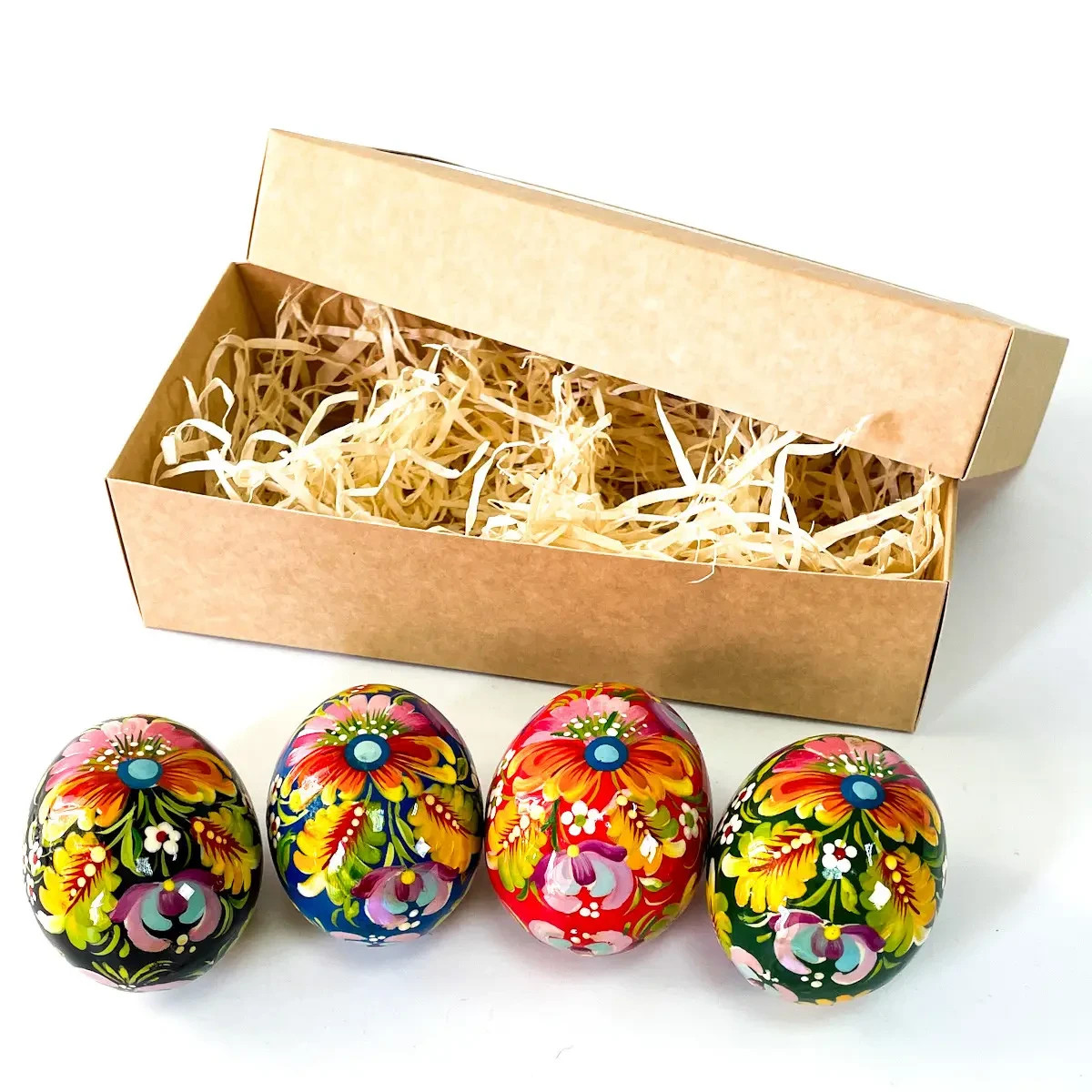 Easter decor SET OF 4 EASTER EGGS, handmade wooden, painted Ukraine💛💙