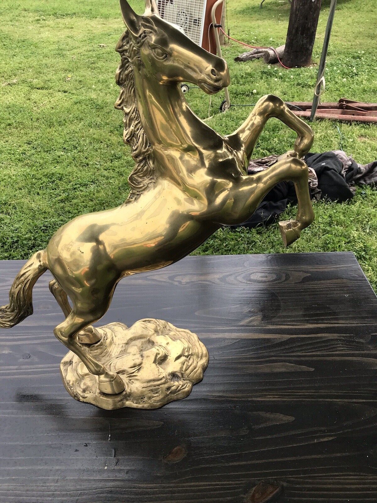 large vintage brass horse statue