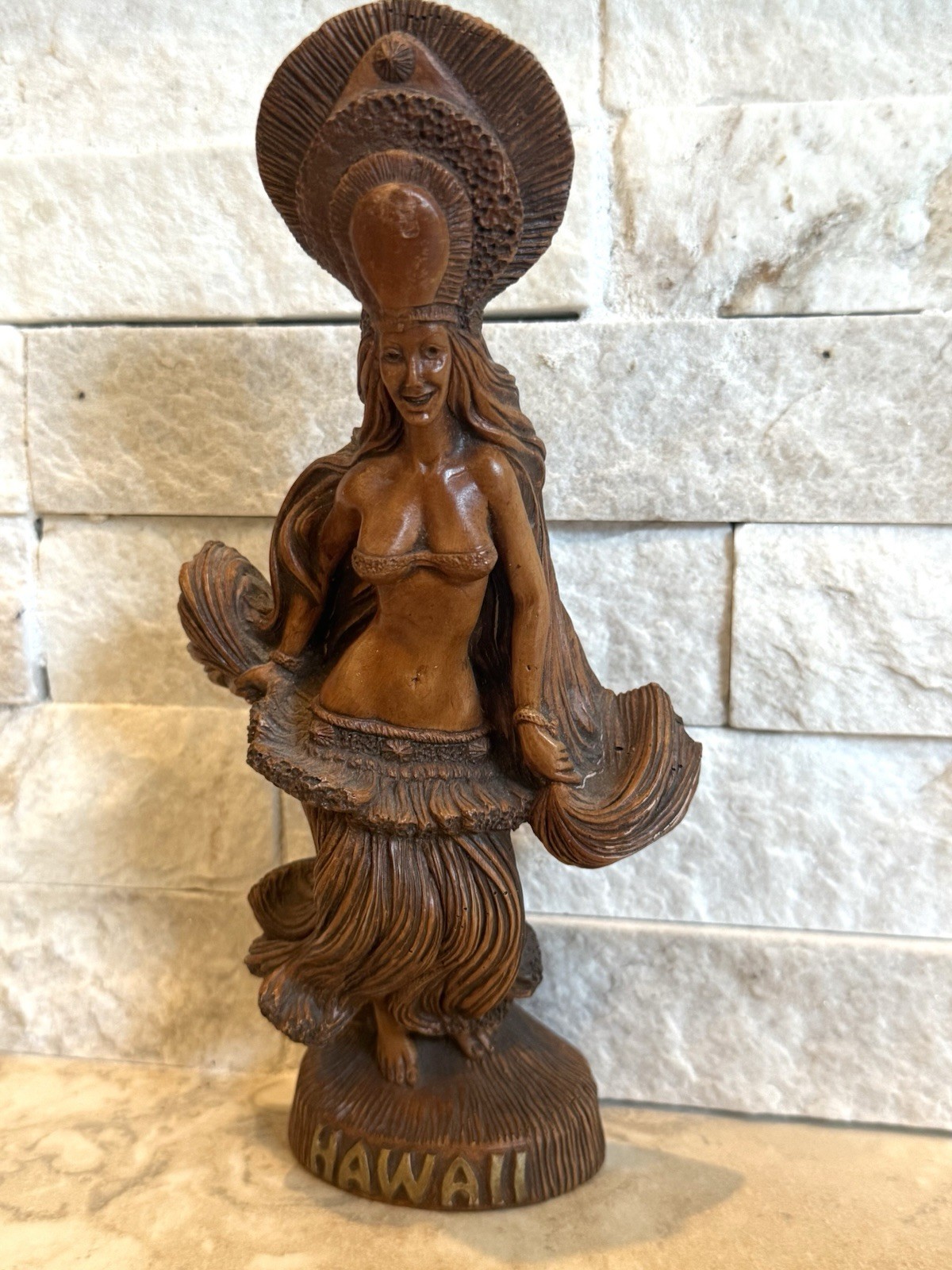 Vintage Coco Joe\'s Dancing Hula Lady Figurine  Hapa Wood  #59 Hawaii 1990