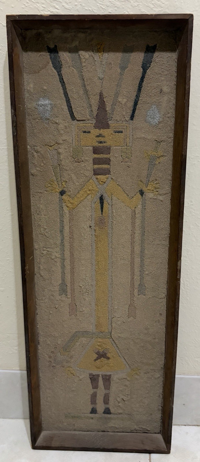 Antique Southwest Indian Sand Painting 1920s-1930s 25”x9”