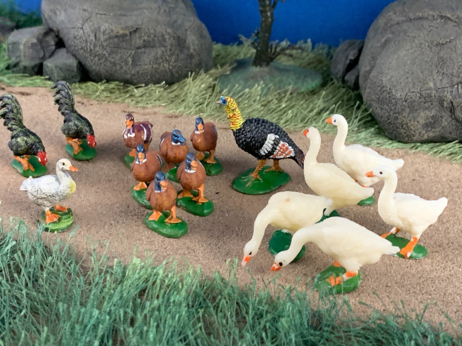 Elastolin Lot of 15 Farm Animal Figures size 0.75 inches Plastic Vintage Germany