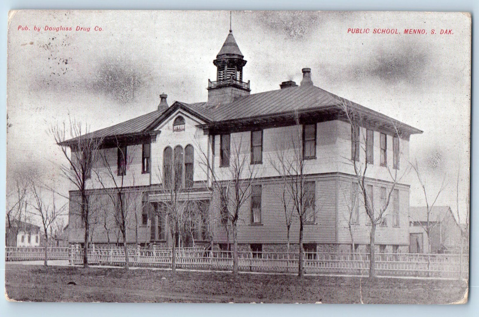 Menno South Dakota Postcard Public School Exterior Building 1910 Vintage Antique