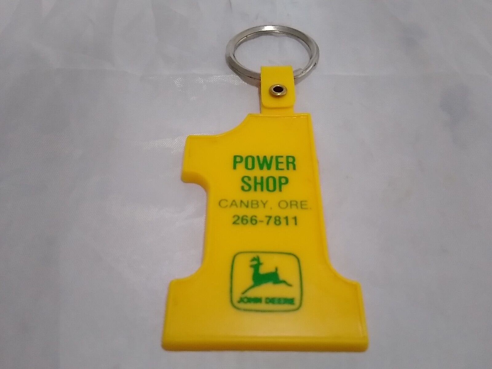 Vintage Keychain Ring John Deere Dealer Powershop Canby Ore.