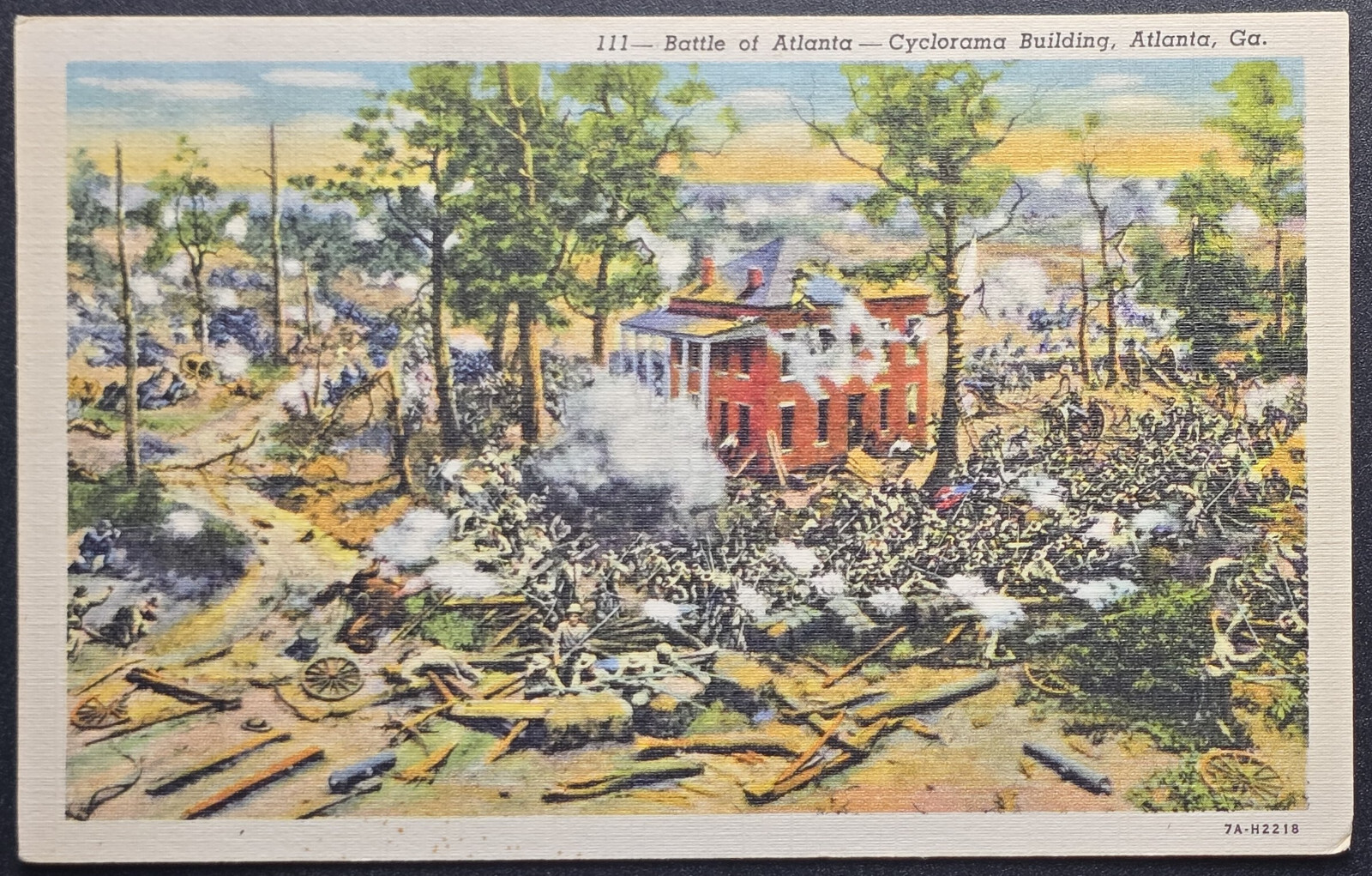 Battle of Atlanta Cyclorama Painting Postcard 1937 Curt Teich Linen