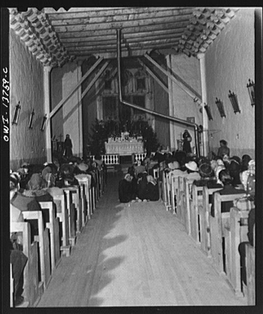 Photo:Ranchos de Taos New Mexico Christmas Eve Church 1900s Interior Crowd