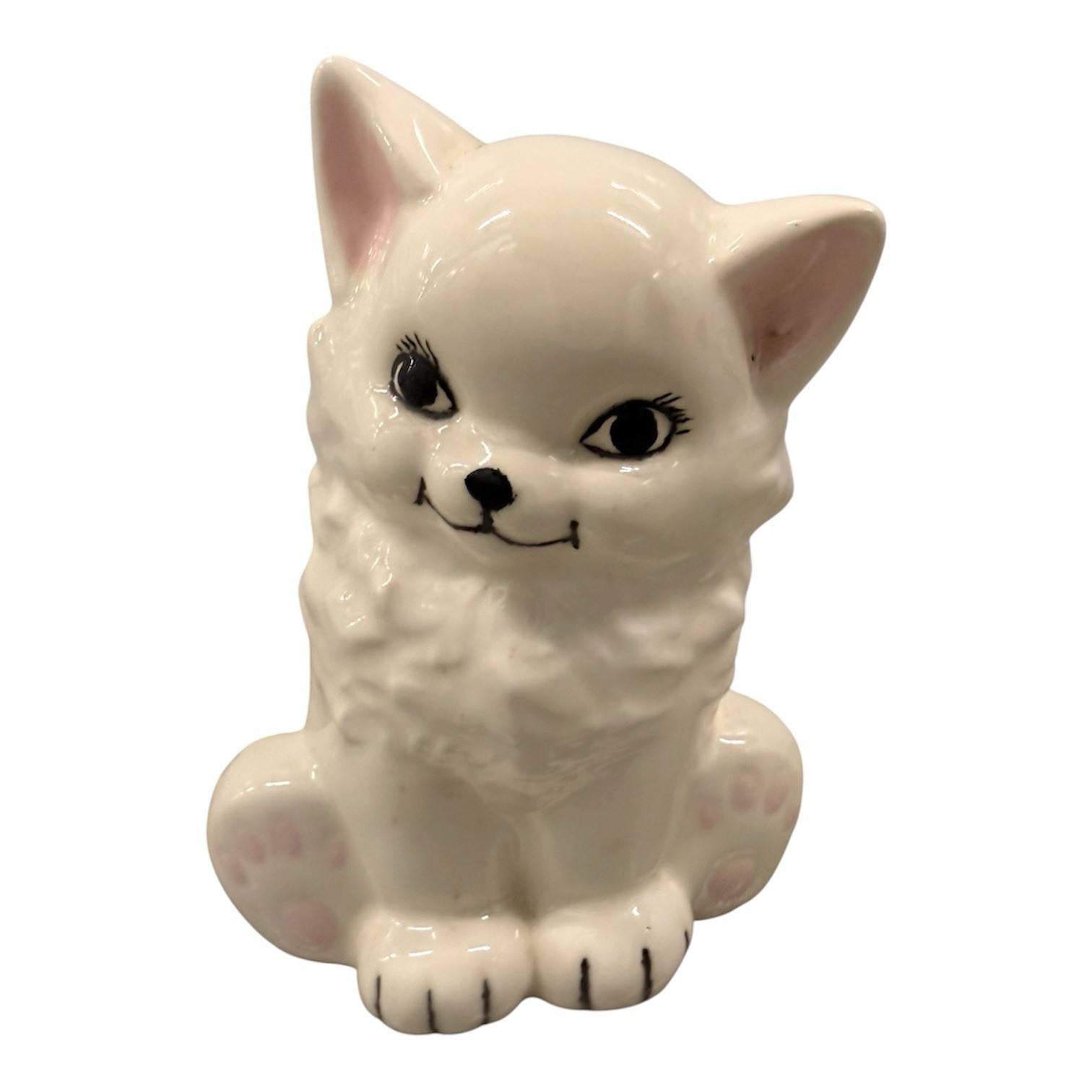 Vtg MCM Kitschy Japanese Cat Figurine Ceramic Big Eyes Persian Kitten